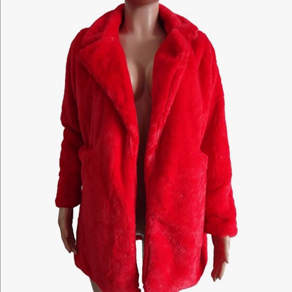 Red Faux Fur Coat